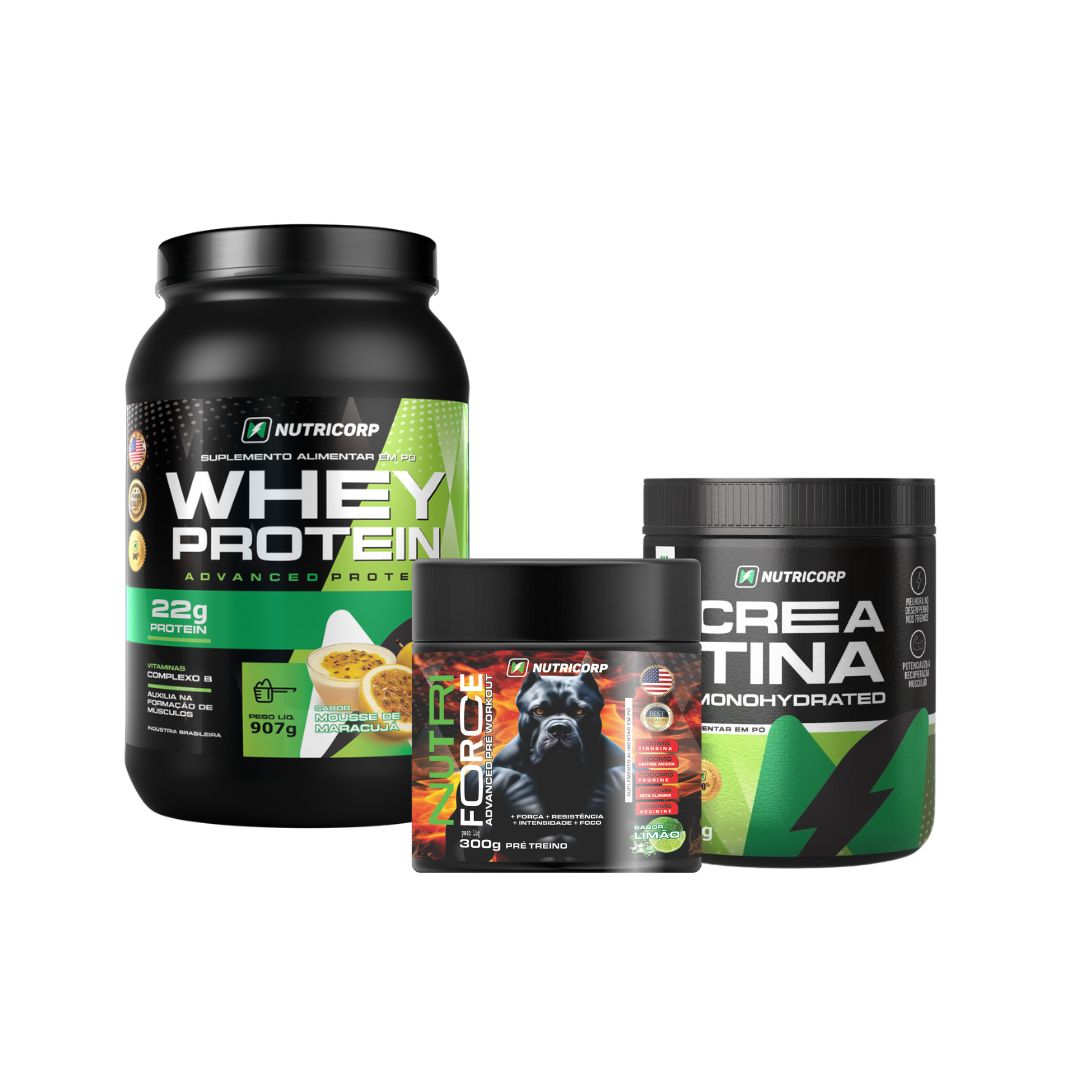 Kit Whey + Creatina + Pré treino